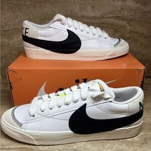 Nike Blazer Low 77 Jumbo Shoes White Black Big Swoosh Sneakers
